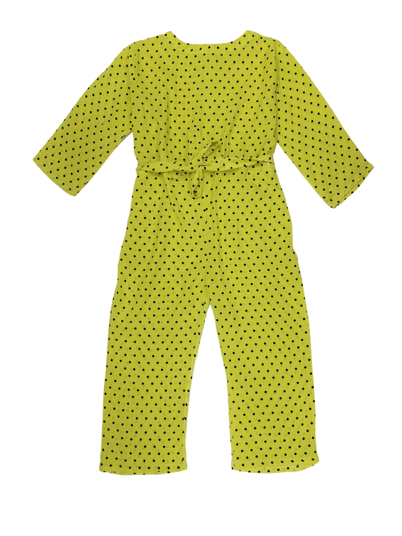 Figo - Yellow Polka Dots Full Sleeves Jumpsuit