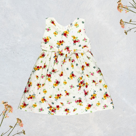 Figo - White Floral Viscose Frock