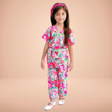 Figo - Multi Floral V-Neck Jumpsuit (Swiss Fabric)