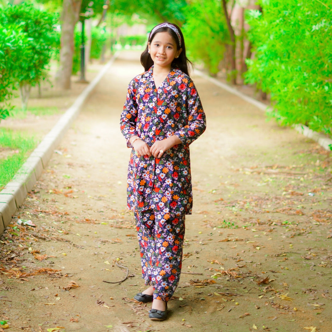 Figo - Navy Floral Print Co-Ord Set