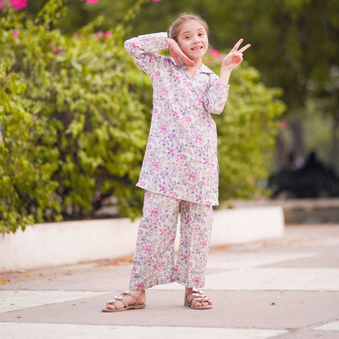 Figo - Light Green Floral Print Co-Ord Set