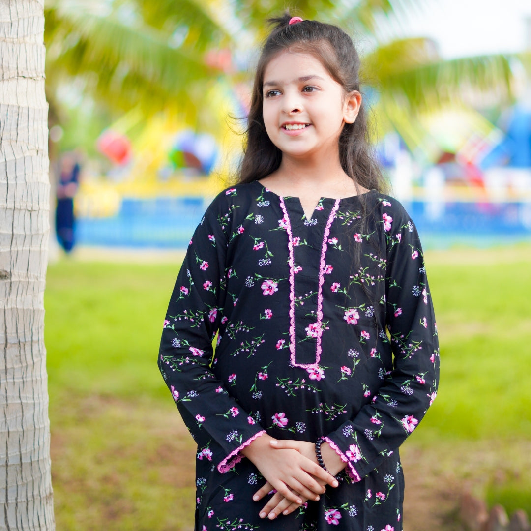 Figo - Black Floral Co-Ord Set (Viscose)