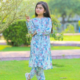 Figo - Light Green Floral Co-Ord Set (Lawn)