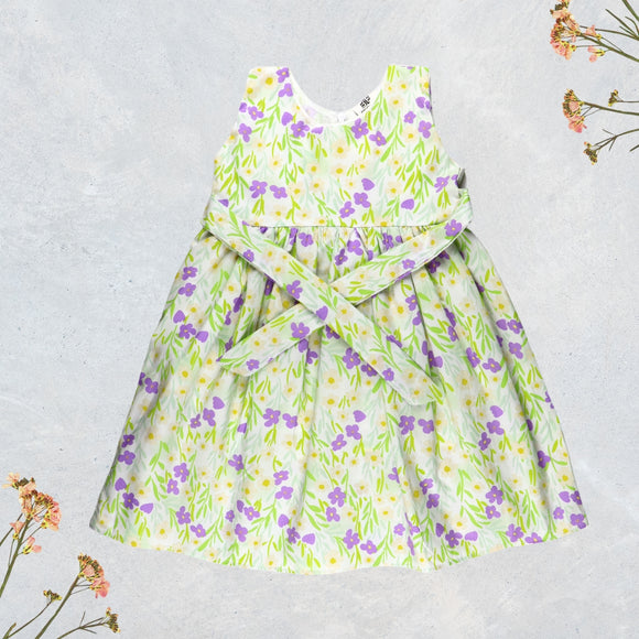 Figo - Green Daisy Cotton Frock (Cotton)