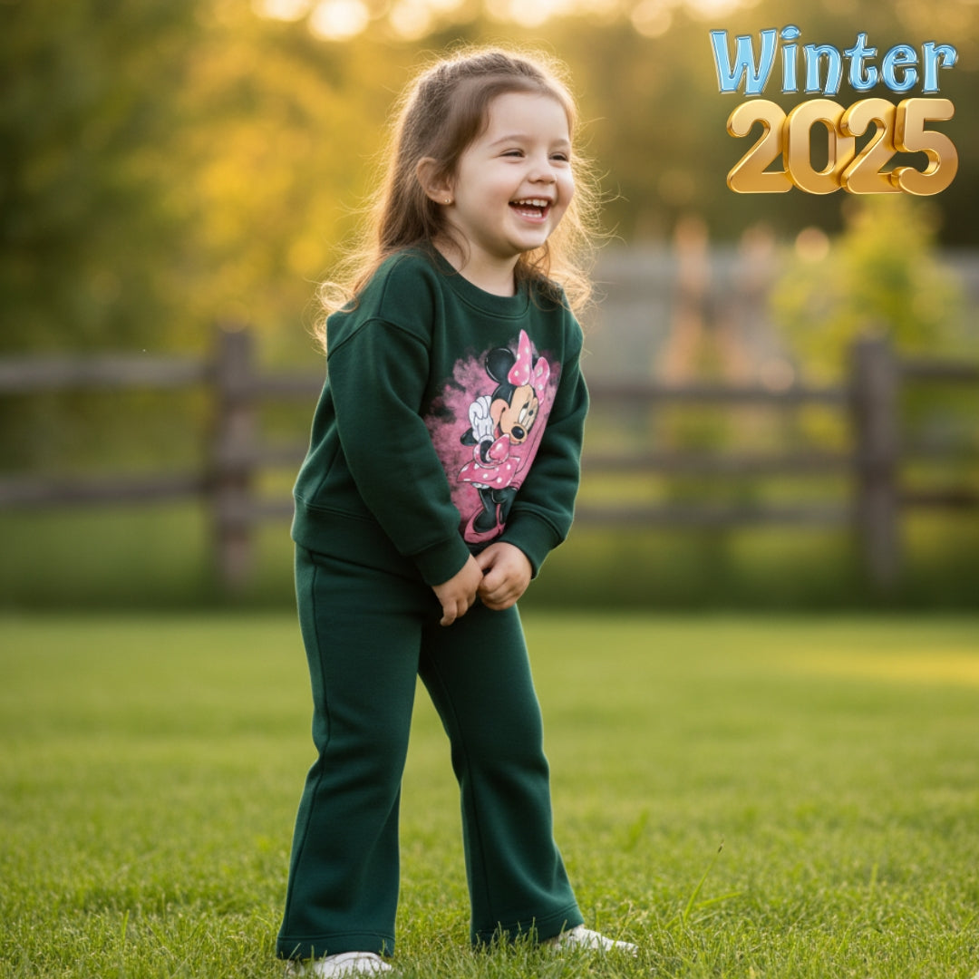 Figo - Minnie Mouse Bottle Green Drop Shoulder Track Suit