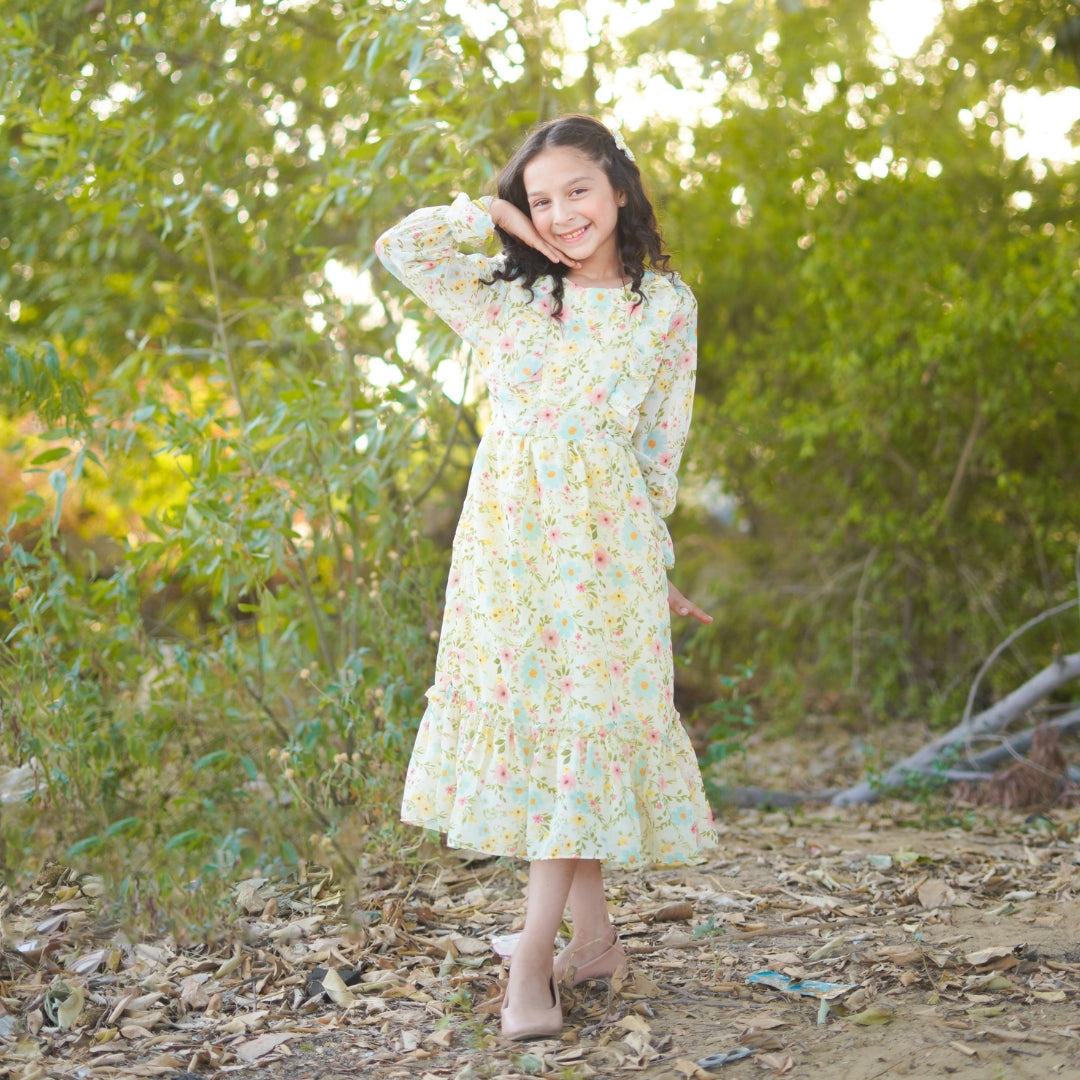 Figo - Lime Green Floral Tunic Maxi