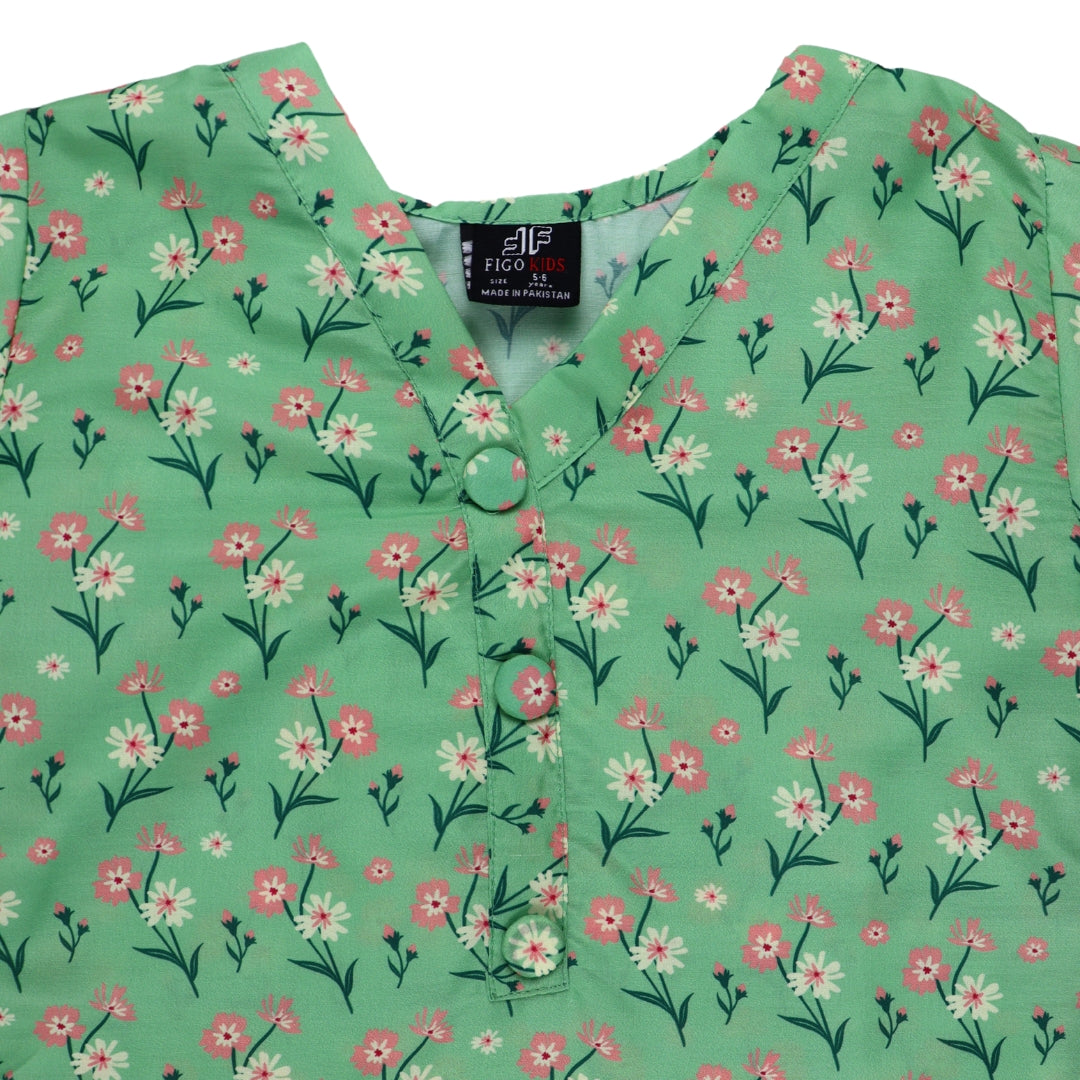 Figo - Elegant Green Floral Print Co-Ord Set