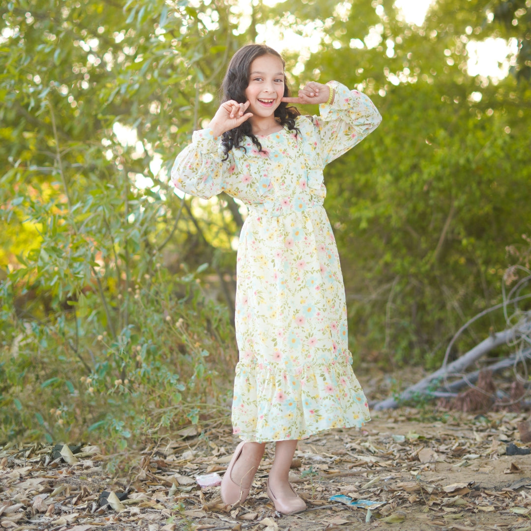 Figo - Lime Green Floral Tunic Maxi