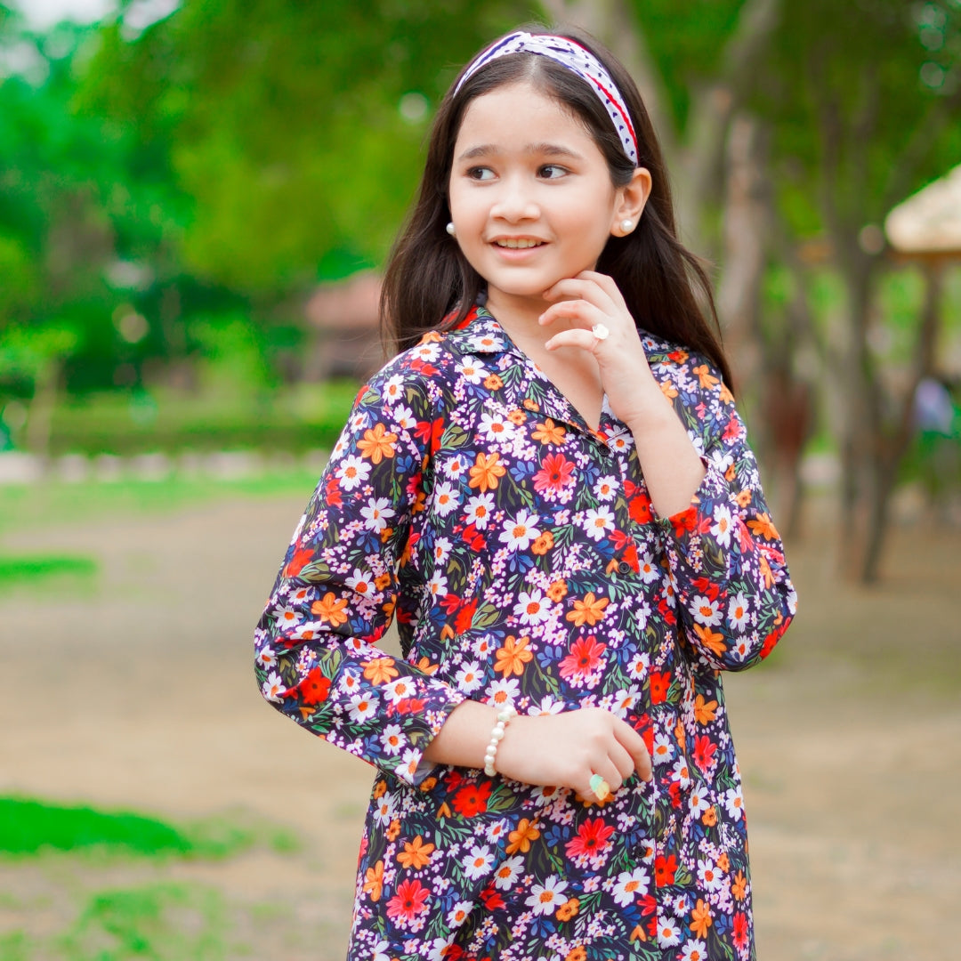 Figo - Navy Floral Print Co-Ord Set