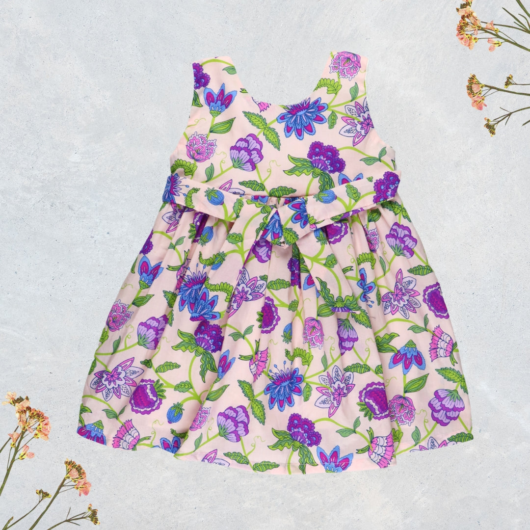 Figo - Light Pink Floral  Frock (Lawn Cotton)