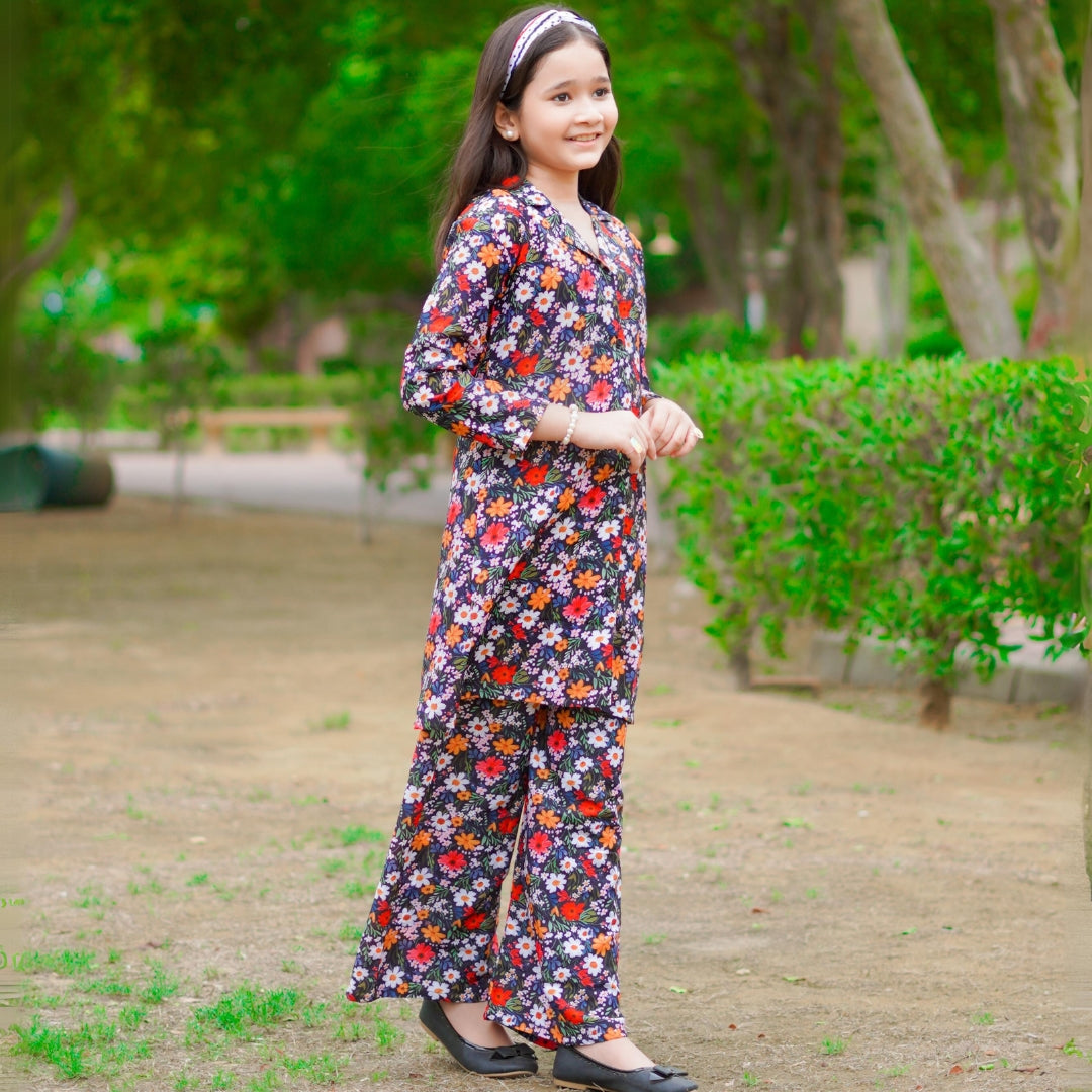 Figo - Navy Floral Print Co-Ord Set