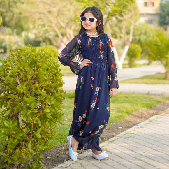 Figo - Navy Floral Smokey Maxi