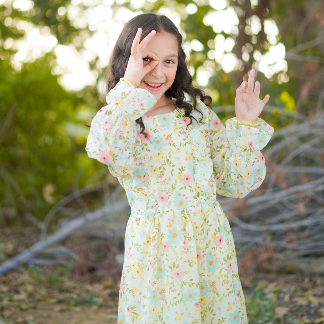 Figo - Lime Green Floral Tunic Maxi