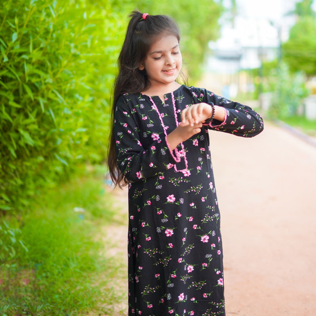 Figo - Black Floral Co-Ord Set (Viscose)