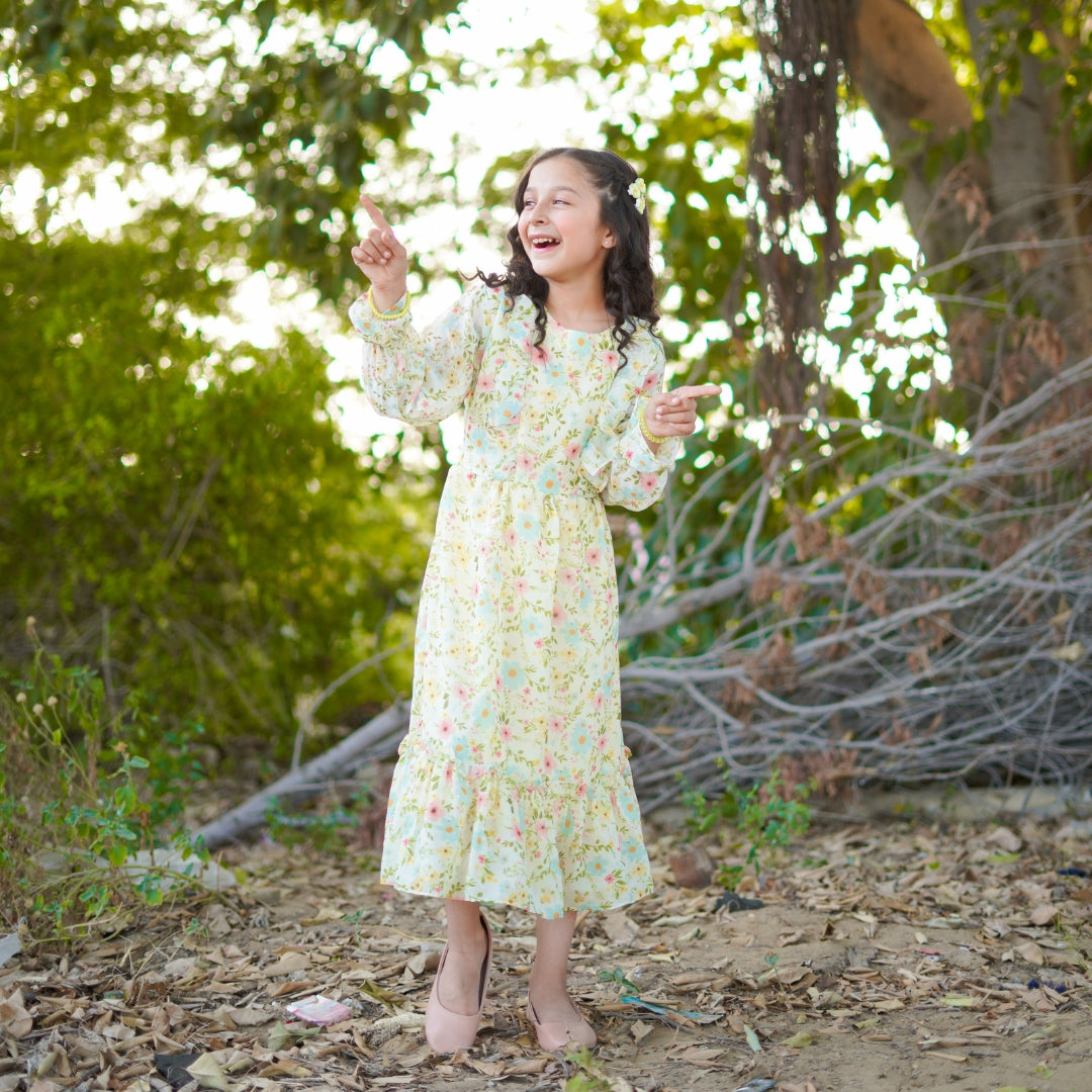 Figo - Lime Green Floral Tunic Maxi