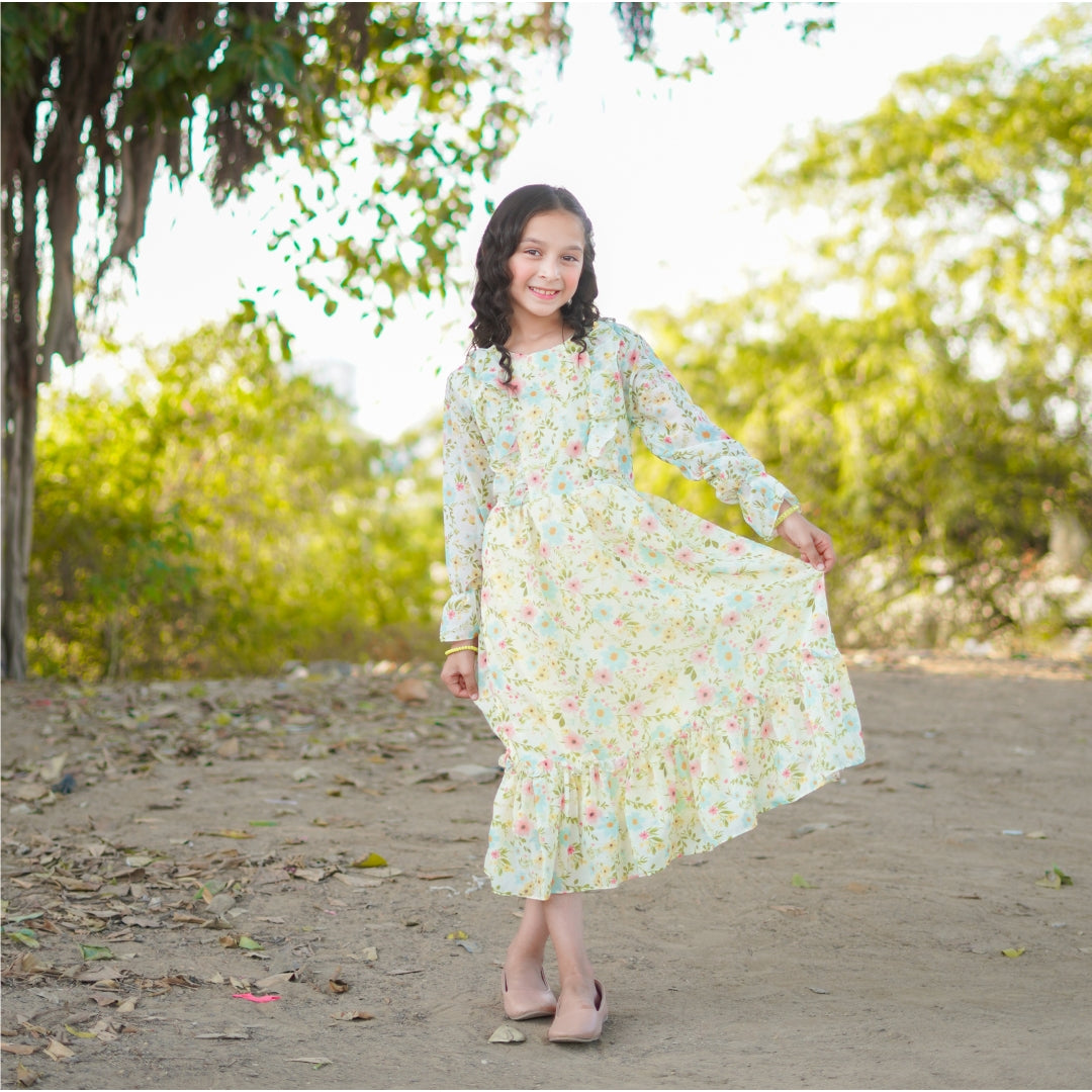 Figo - Lime Green Floral Tunic Maxi