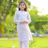 Figo - White Red Floral Co-Ord Set (Lawn)