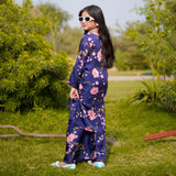 Figo - Navy Floral Silk Co-Ord Set (Silk Fabric)