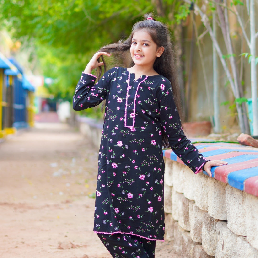 Figo - Black Floral Co-Ord Set (Viscose)