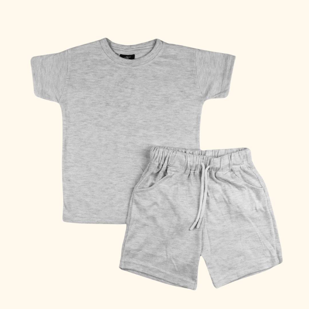 Figo - Basic Heather Grey T-Shirt/Short Set