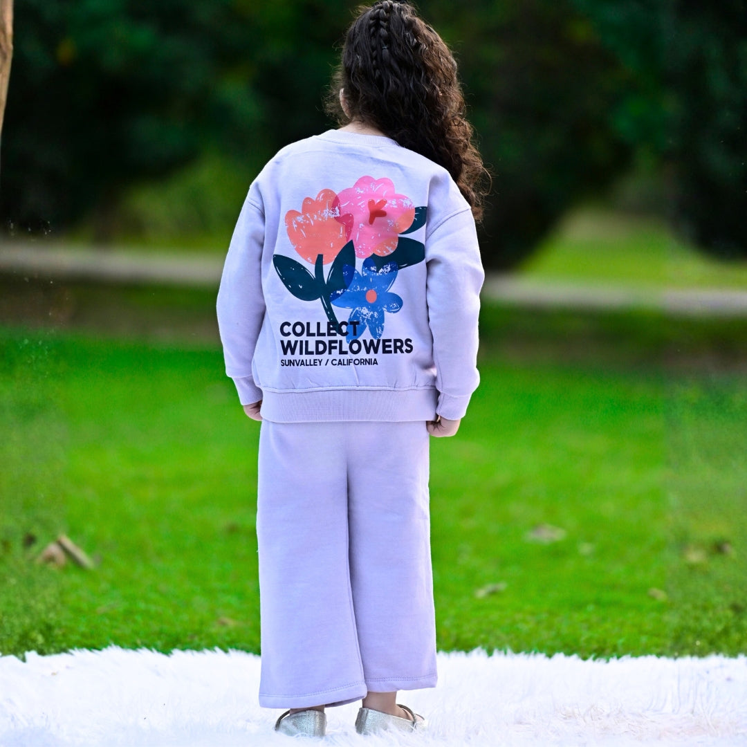 Figo - Lilac Wild Flower Drop Shoulder Track Suit