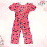 Figo - Pink Vivid Butterfly Pattern Jumpsuit