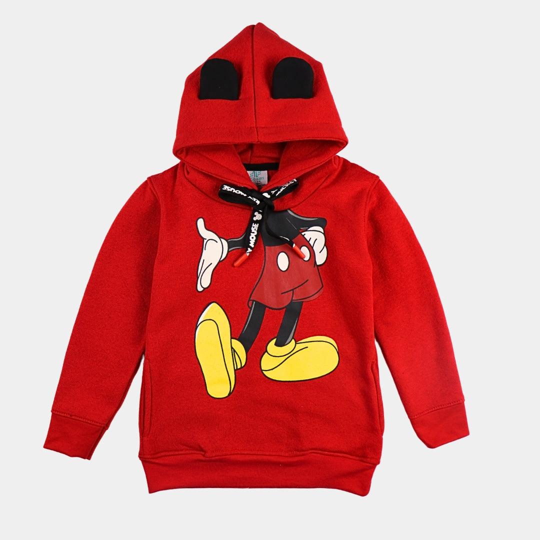 Figo - Red Mickey Mouse Hoodie With Side Pockets