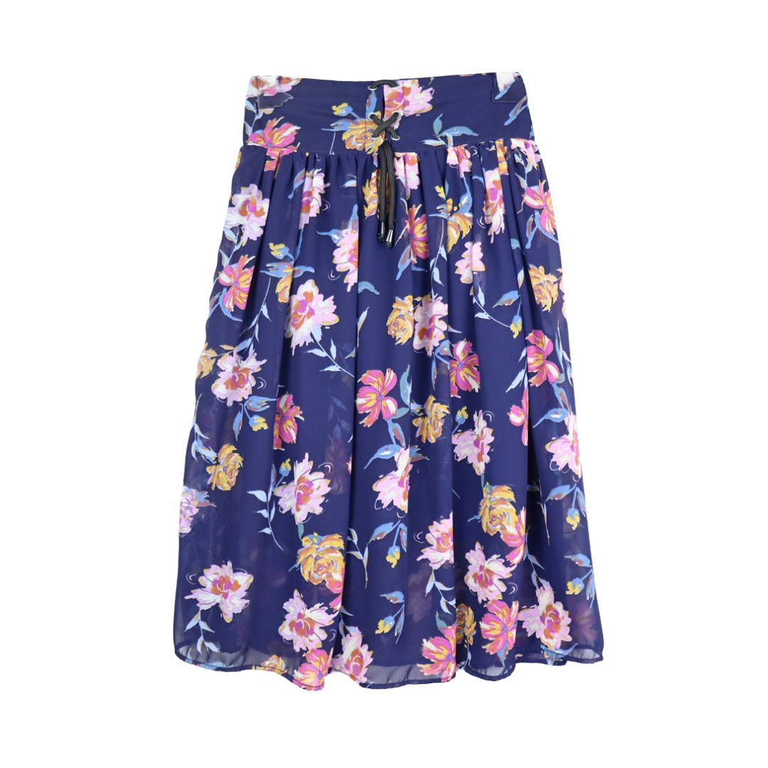 Figo - Navy Multi Floral Skirt