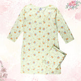 Figo - Pistachio Green Floral Co-Ord Set (Cotton)