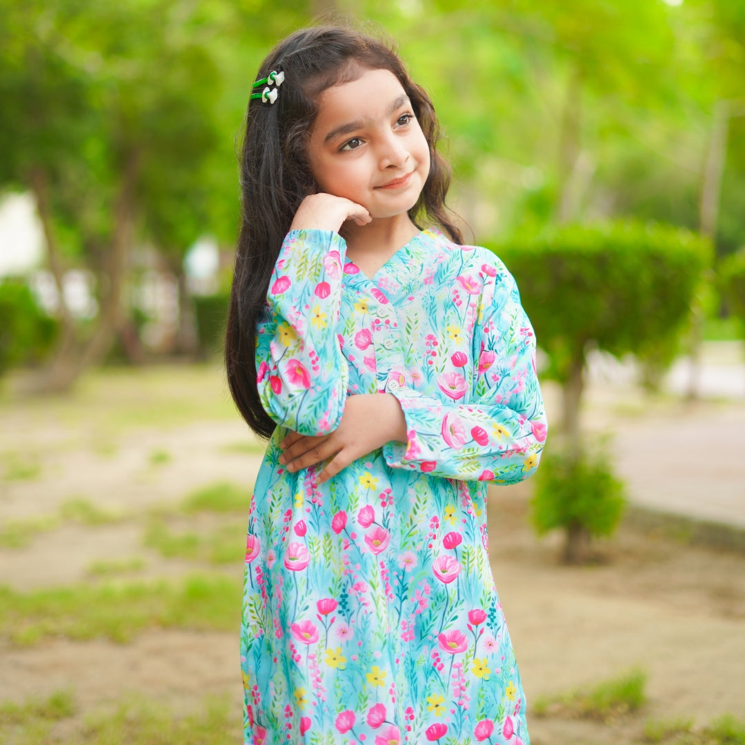 Figo - Green Pink Floral Print Co-Ord Set