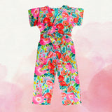 Figo - Multi Floral V-Neck Jumpsuit (Swiss Fabric)