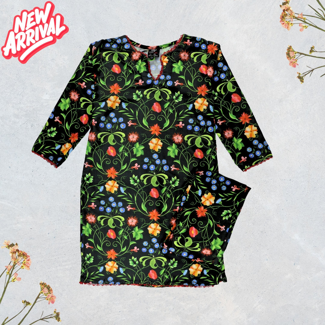 Figo - Black Floral Print Co-Ord Set