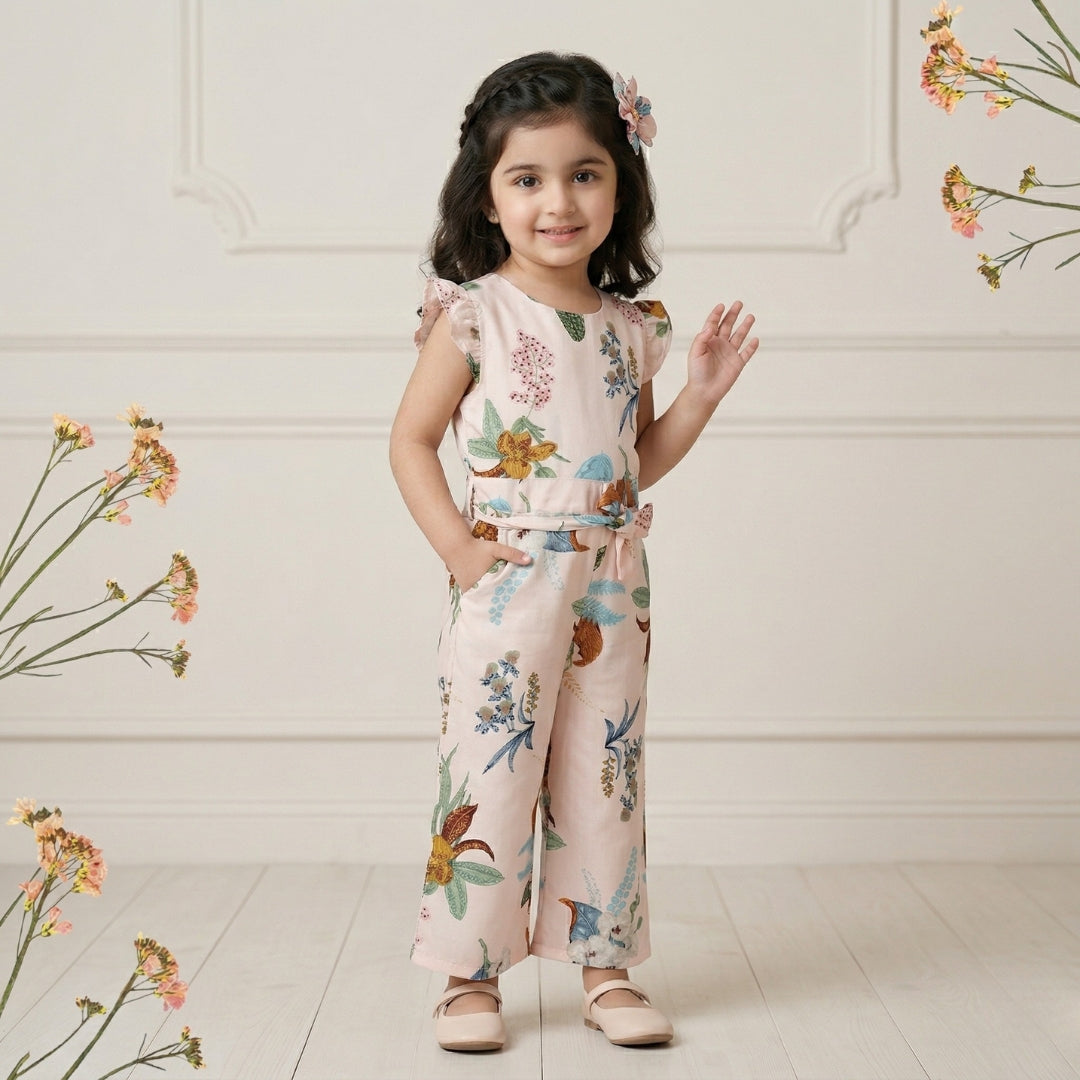 Figo - Baby Pink Floral Jumpsuit