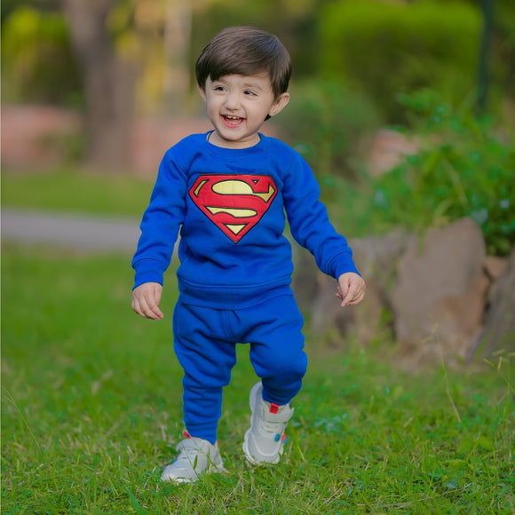 Figo - Royal Blue Superman Embroidered Track Suit