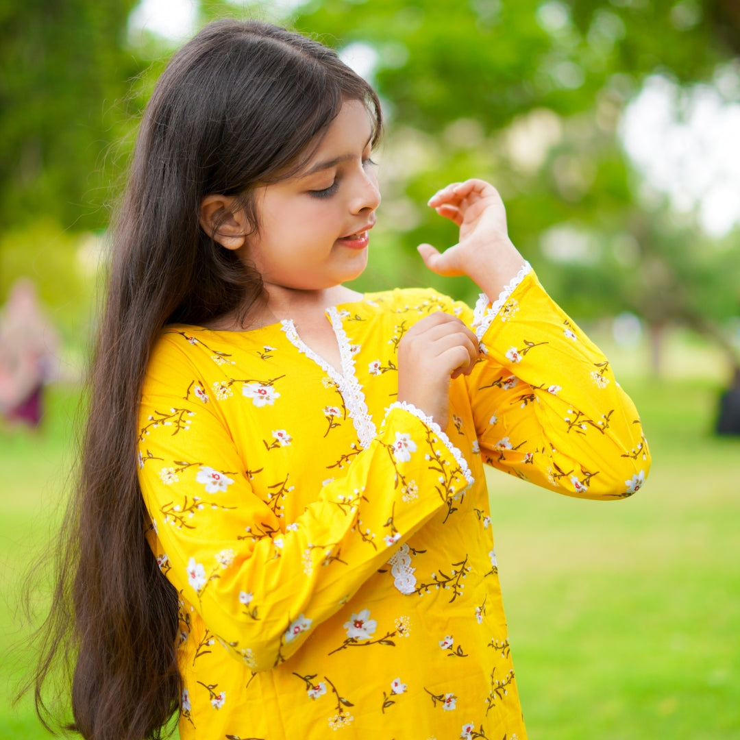 Figo - Yellow Floral Print Co-Ord Set (Viscose)