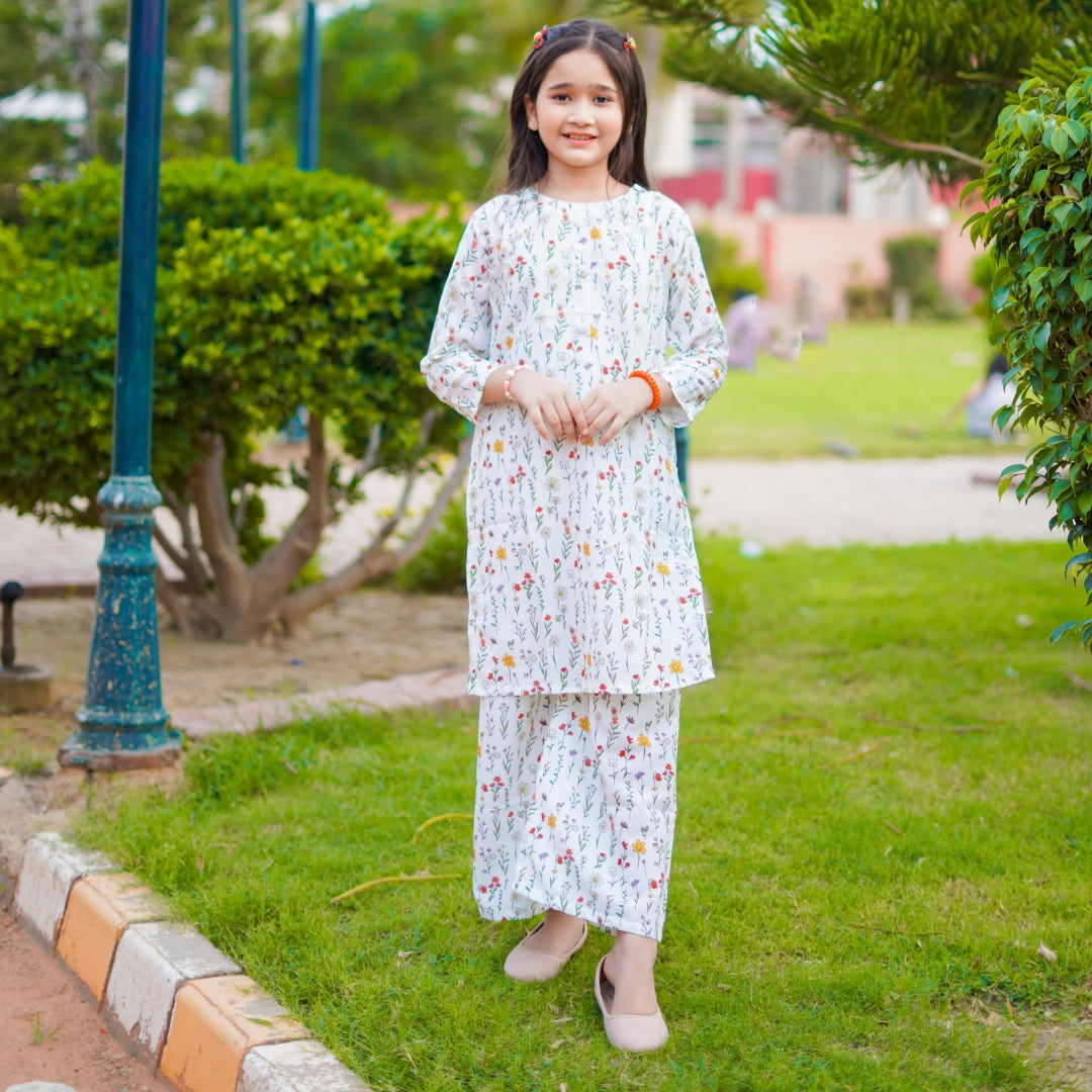 Figo - Elegant Off White Floral Co-Ord Set