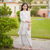 Figo - Elegant Off White Floral Co-Ord Set (Swiss Fabric)