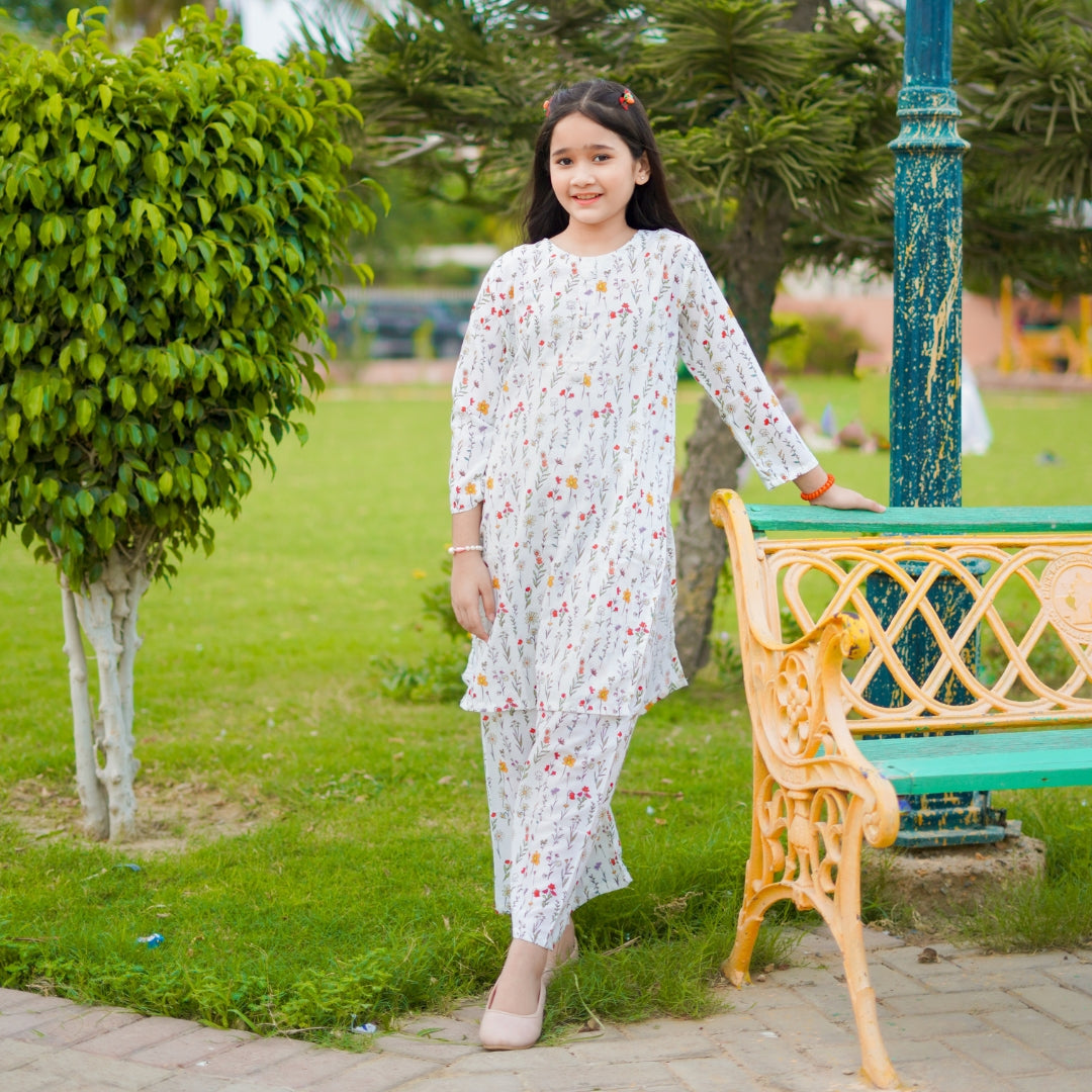 Figo - Elegant Off White Floral Co-Ord Set