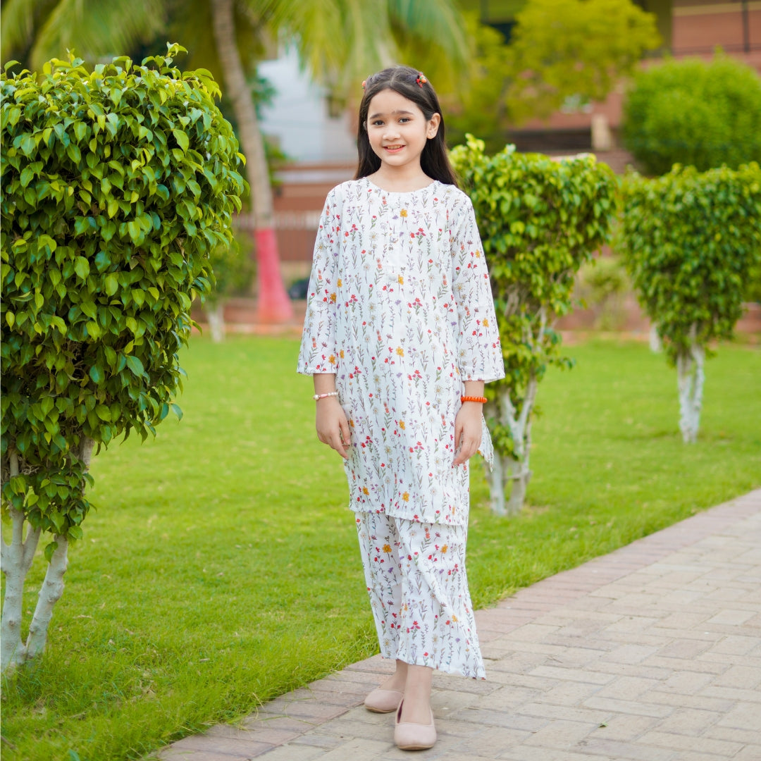 Figo - Elegant Off White Floral Co-Ord Set