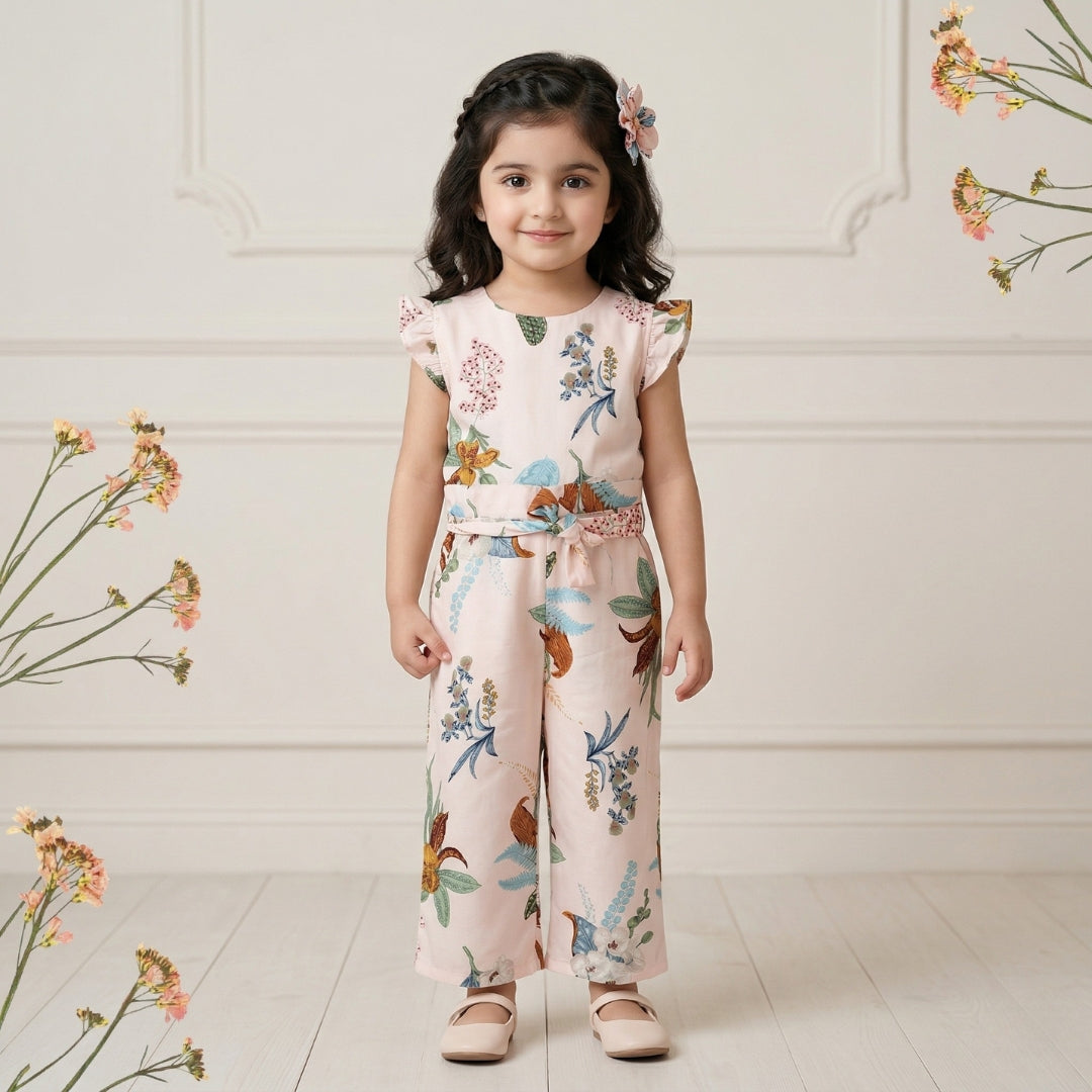 Figo - Baby Pink Floral Jumpsuit