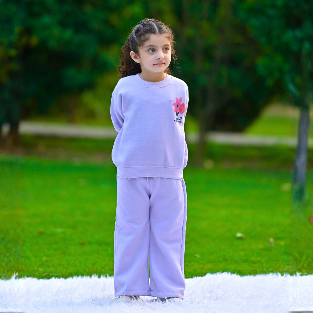 Figo - Lilac Wild Flower Drop Shoulder Track Suit