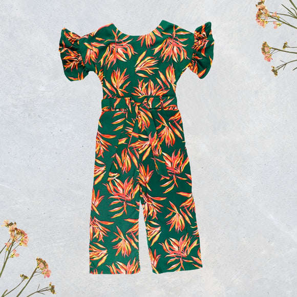 Figo - Dark Green Floral Jumpsuit