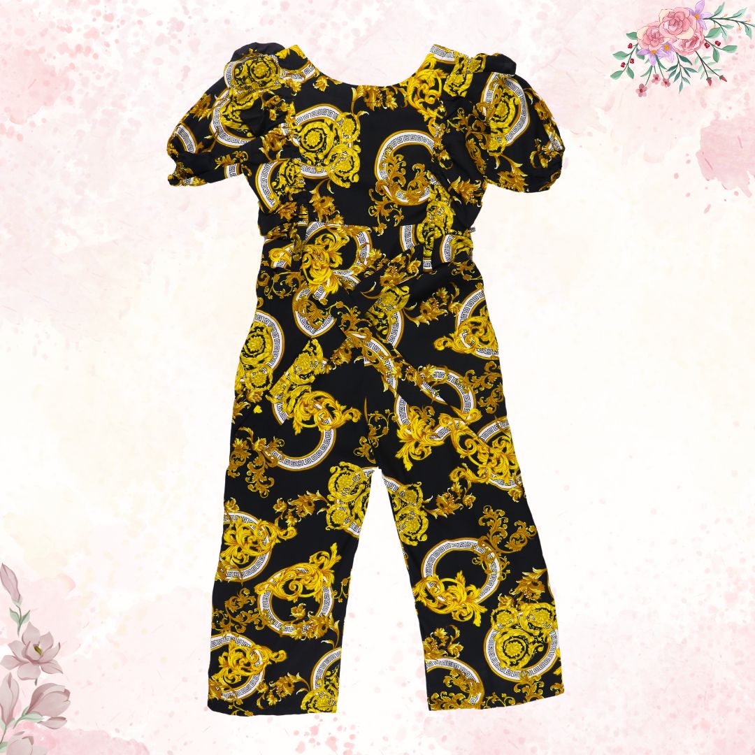 Figo - Black Luxury Print Butterfly Pattern Jumpsuit