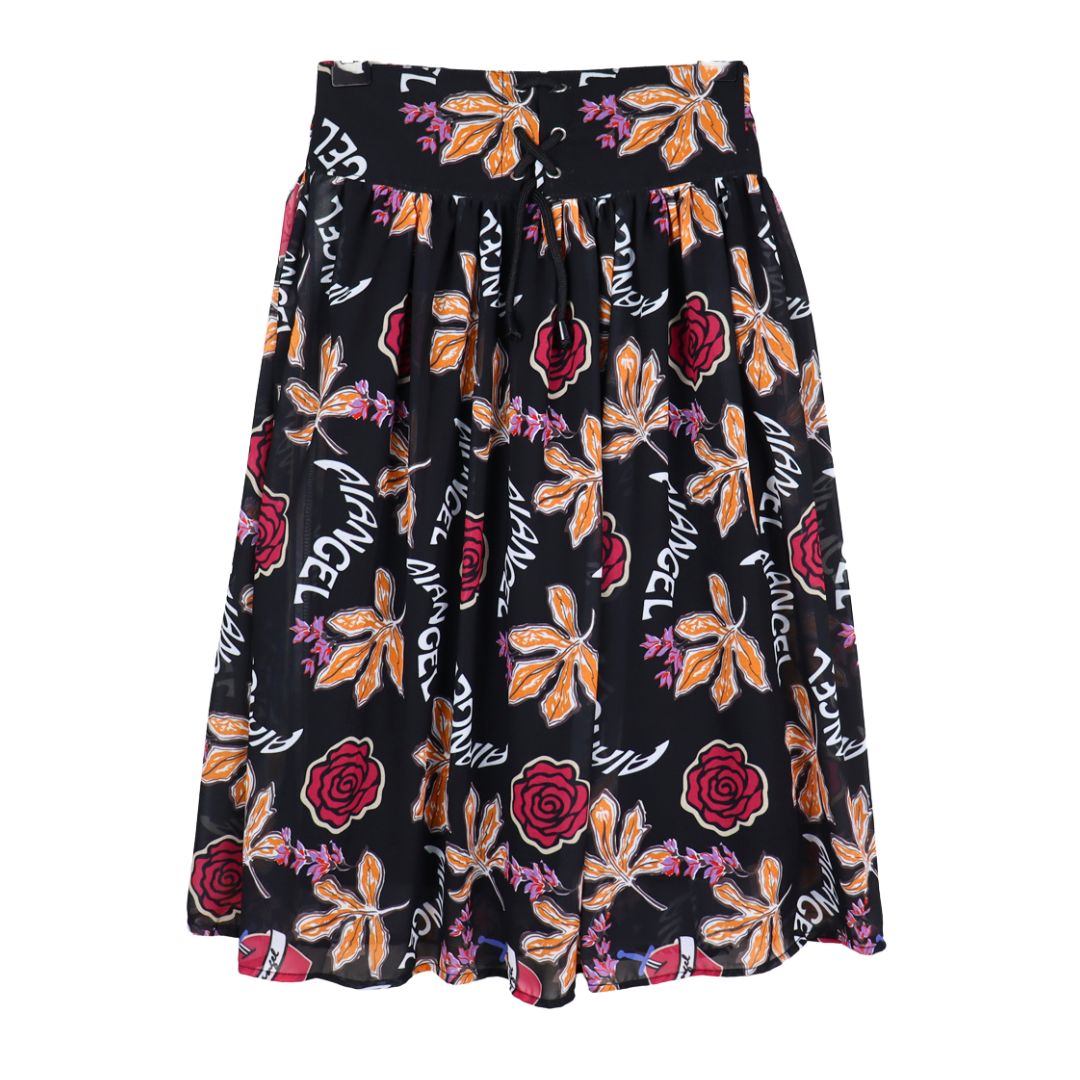 Figo - Black Angel Floral Skirt