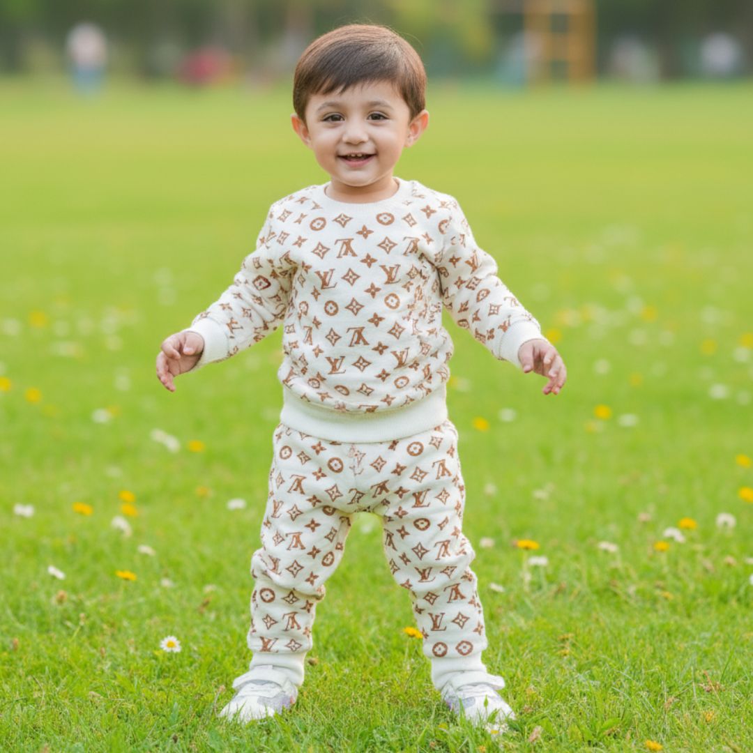 Figo - White Luxury Print All Over Track Suit