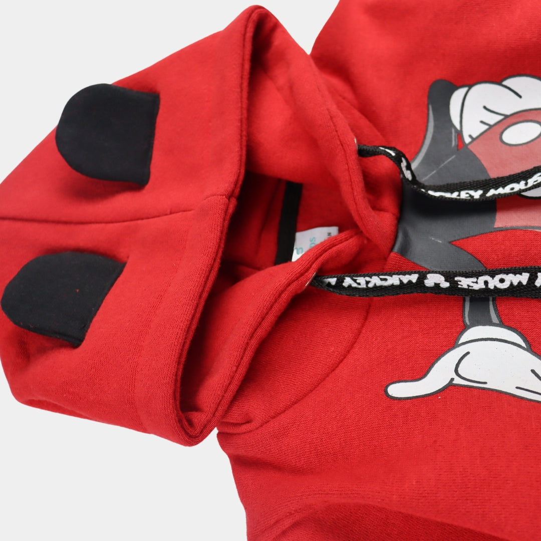Figo - Red Mickey Mouse Hoodie With Side Pockets