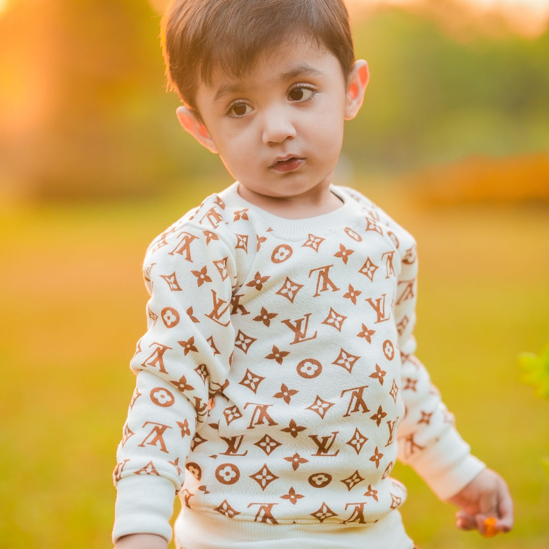 Figo - White Luxury Print All Over Track Suit