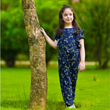 Figo - Navy Elegant Butterfly Pattern Jumpsuit