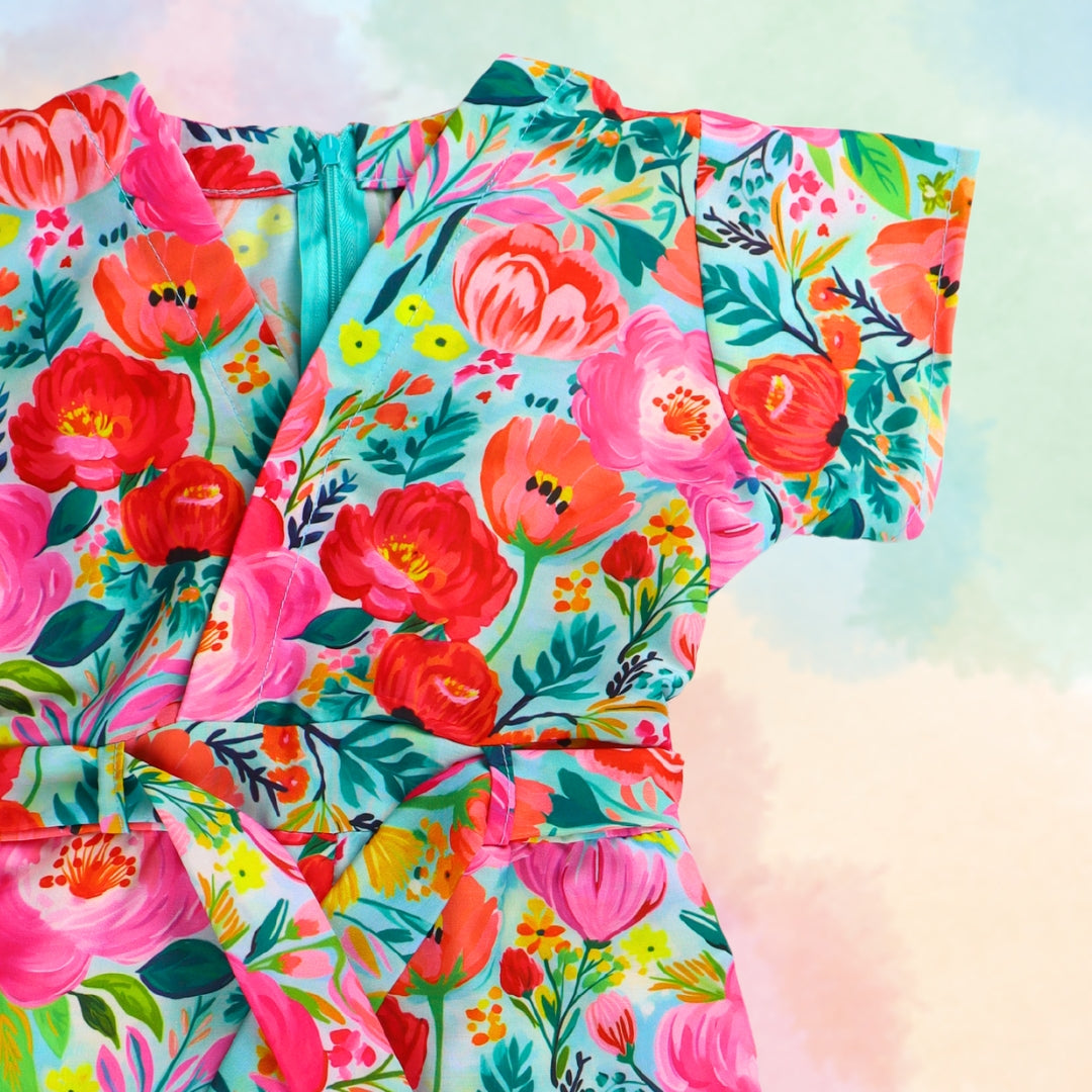 Figo - Multi Floral V-Neck Jumpsuit (Swiss Fabric)