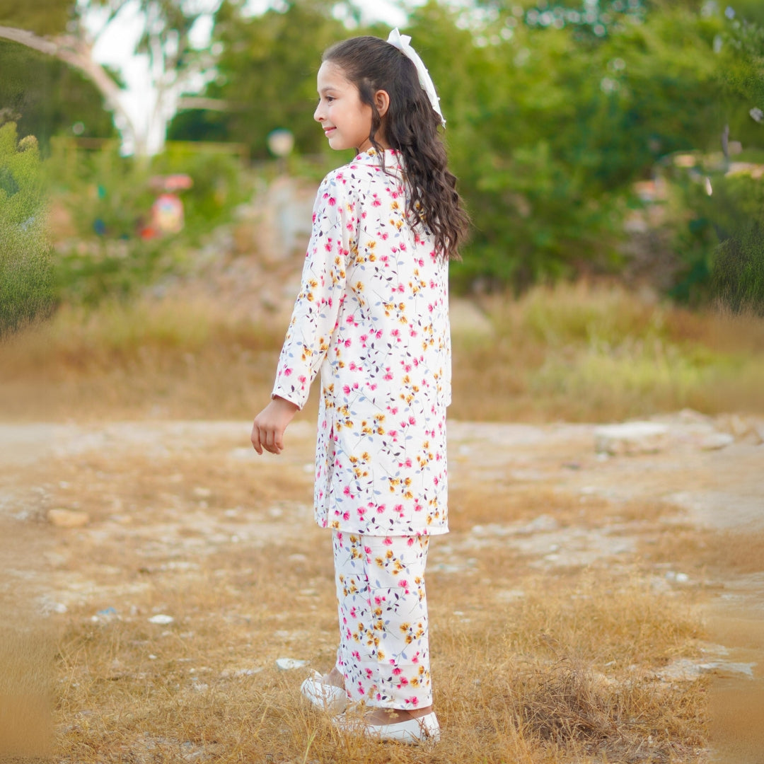 Figo - White Floral Print Co-Ord Set (Viscose)